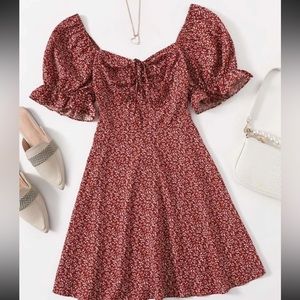 Red Plus Size Floral Dress